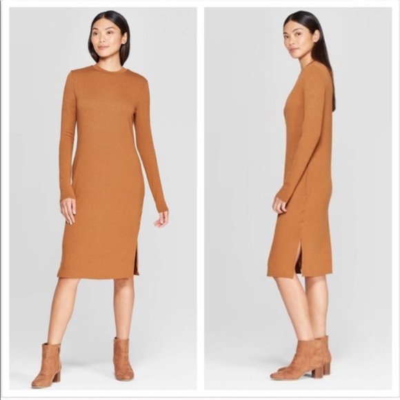 camel knit dress